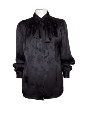 Camicia+fiocco stampa fiori tinta su tinta