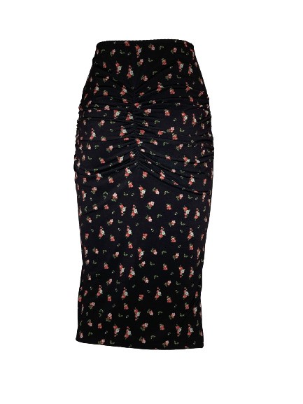 Gonna longuette jersey stampa fiori