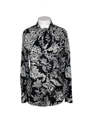 Camicia manica lunga+fiocco stampa fiori