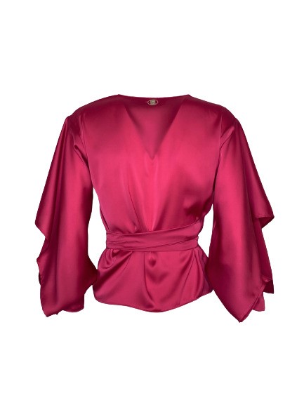 Blusa over manica lunga incrociata