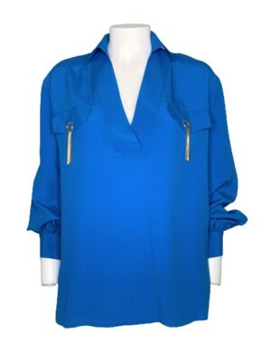 Blusa manica lunga scollo v seta