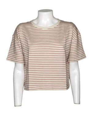 Felpa girocollo crop rigata viscosa elastan