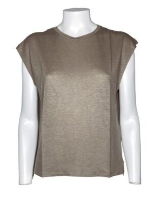 T-shirt senza maniche lino elastan