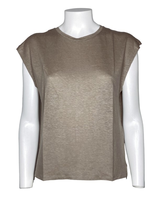 T-shirt senza maniche lino elastan