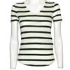 T-shirt scollo v costina rigata viscosa
