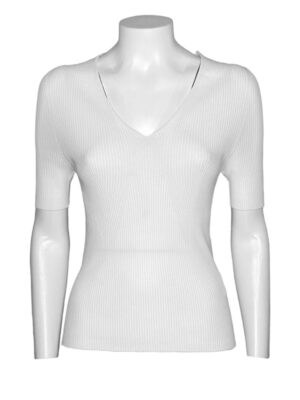 T-shirt scollo v costina viscosa