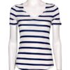 T-shirt scollo v costina rigata viscosa