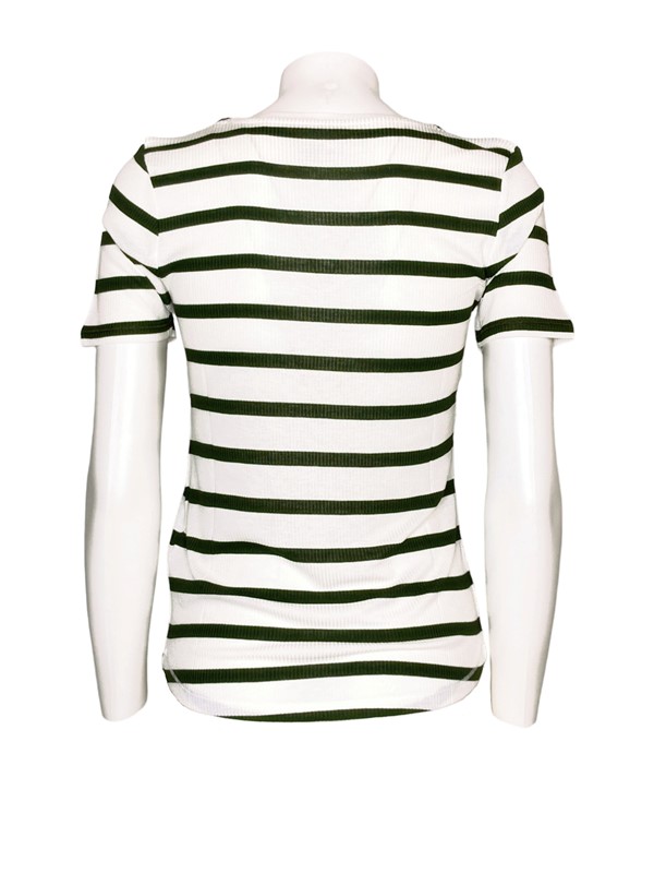 T-shirt scollo v costina rigata viscosa