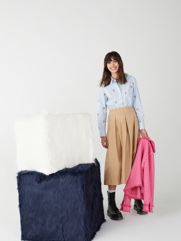 Gonna ampia piegoni taffeta