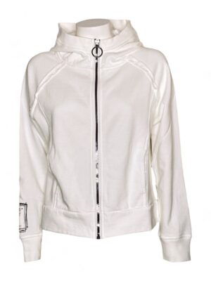 Cappuccio felpa+zip inserti costina