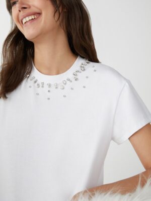 T-shirt mezza manica+cristalli