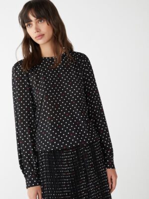 Blusa senza collo viscosa pois/cuori
