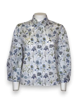 Camicia scatola crop manica lunga fiori