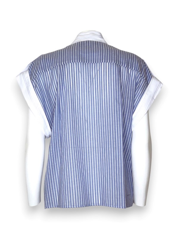 Camicia manica corta rigata+ajour