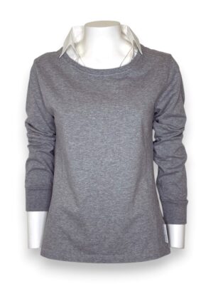 T-shirt manica lunga+collo polo popeline