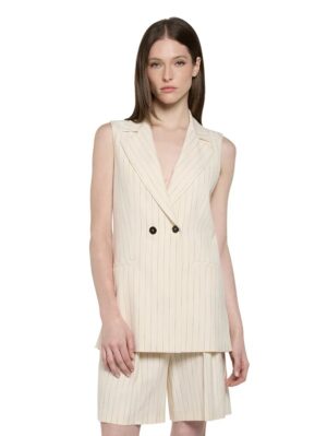 Gilet lungo doppio petto gessato