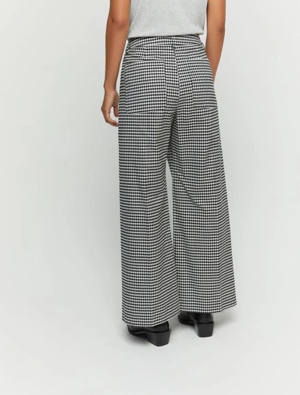 Pantalone wide leg vichy cotone strech