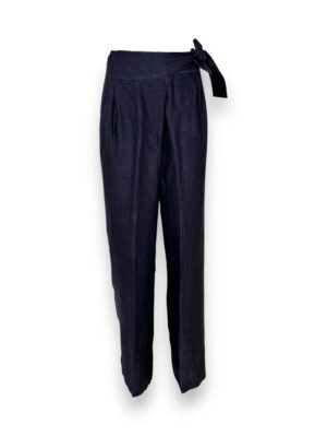 Pantalone palazzo accavallato lino