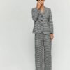 Pantalone wide leg vichy cotone strech