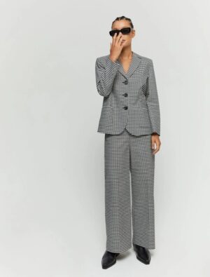 Pantalone wide leg vichy cotone strech