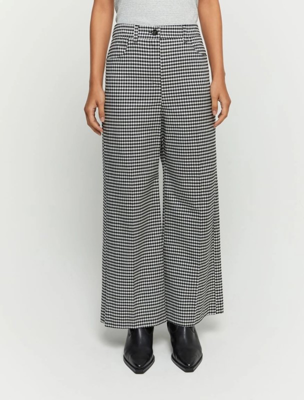 Pantalone wide leg vichy cotone strech