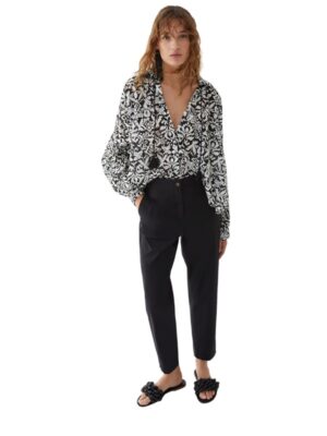 Blusa manica lunga mussola stampa fiori