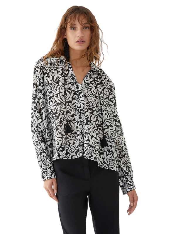 Blusa manica lunga mussola stampa fiori