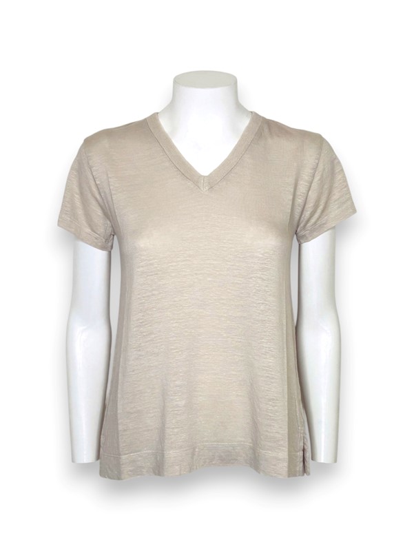 T-shirt scollo v lino