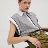Camicia manica corta rigata+ajour